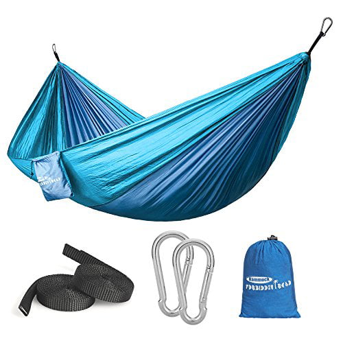 210T Nylon Lightweight Portable Hammocks for Hiking MAX Support 400lbs Beach Backpacking Travel Indoor Outdoor Backyard QF Single Camping Hammock with 10FT Tree Straps 